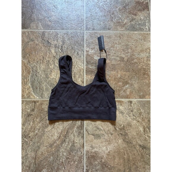 Skims Stretch Rib Scoop Neck Bralette Soot Size S/M - Picture 3 of 9